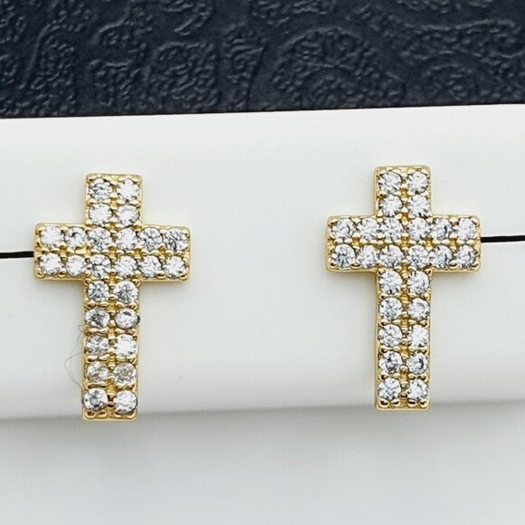 "14K Gold Plated 925 sterling silver luxury CZ Earring, RJUS2112 - Picture 8 of 11